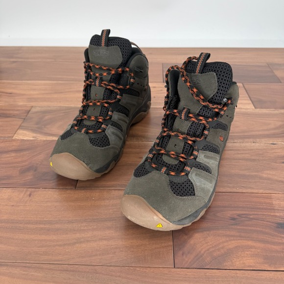 Keen Boots Mens Size 10 Black Olive Fossil Orange Headout Waterproof Hiking - Picture 1 of 11